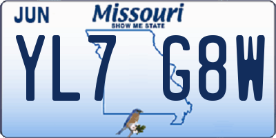 MO license plate YL7G8W