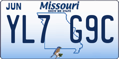 MO license plate YL7G9C