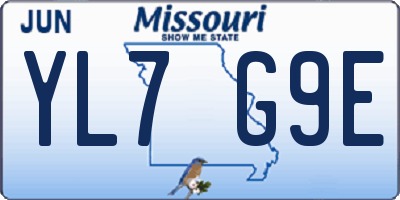 MO license plate YL7G9E