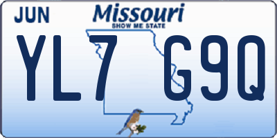 MO license plate YL7G9Q
