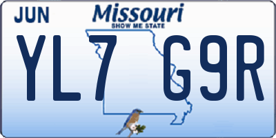 MO license plate YL7G9R