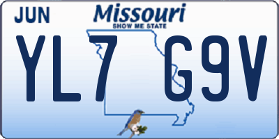 MO license plate YL7G9V