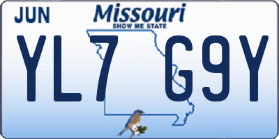 MO license plate YL7G9Y