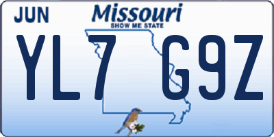 MO license plate YL7G9Z