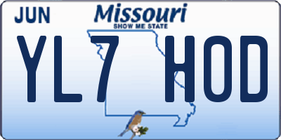 MO license plate YL7H0D
