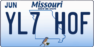 MO license plate YL7H0F