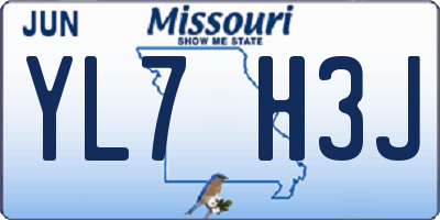 MO license plate YL7H3J