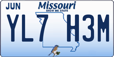 MO license plate YL7H3M