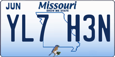 MO license plate YL7H3N