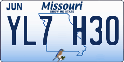 MO license plate YL7H3O