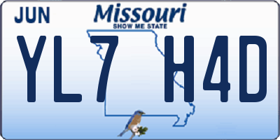 MO license plate YL7H4D