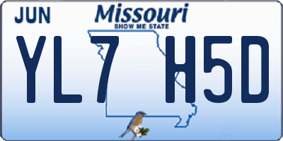 MO license plate YL7H5D