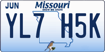 MO license plate YL7H5K