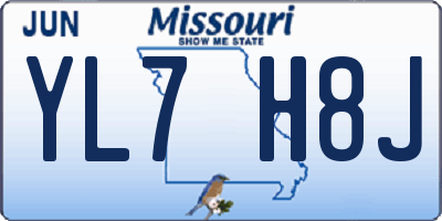 MO license plate YL7H8J