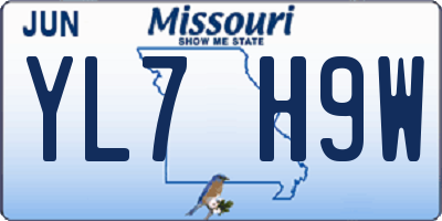 MO license plate YL7H9W