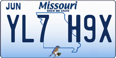 MO license plate YL7H9X