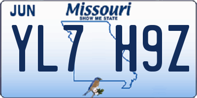 MO license plate YL7H9Z