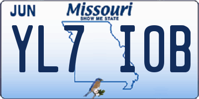 MO license plate YL7I0B