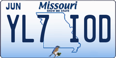 MO license plate YL7I0D