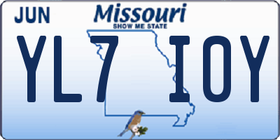 MO license plate YL7I0Y
