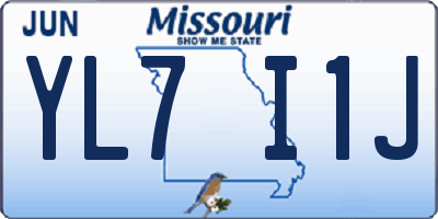 MO license plate YL7I1J