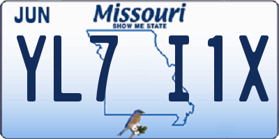 MO license plate YL7I1X