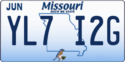 MO license plate YL7I2G
