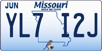 MO license plate YL7I2J