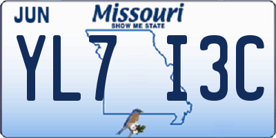 MO license plate YL7I3C