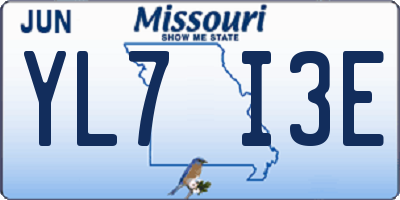 MO license plate YL7I3E