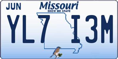 MO license plate YL7I3M