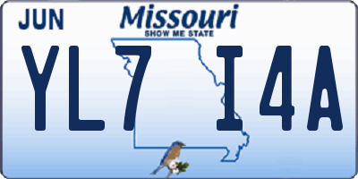 MO license plate YL7I4A