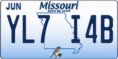 MO license plate YL7I4B
