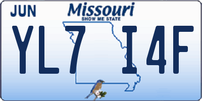 MO license plate YL7I4F