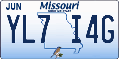 MO license plate YL7I4G
