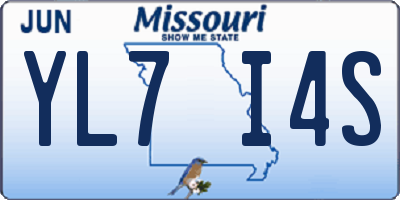 MO license plate YL7I4S