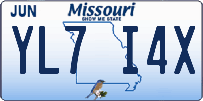 MO license plate YL7I4X