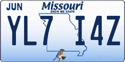 MO license plate YL7I4Z