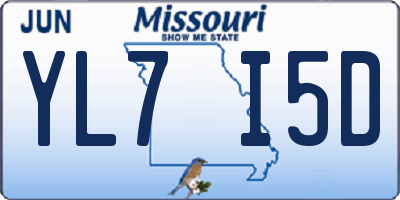 MO license plate YL7I5D
