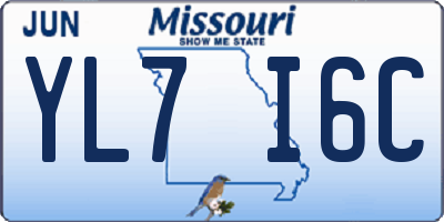 MO license plate YL7I6C