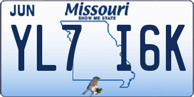 MO license plate YL7I6K