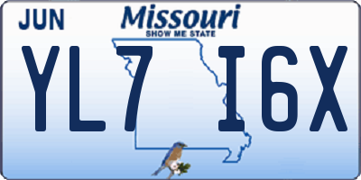 MO license plate YL7I6X