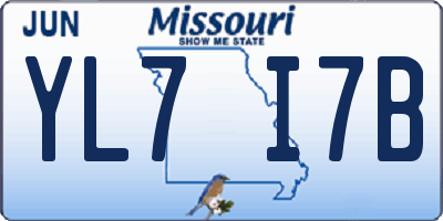 MO license plate YL7I7B