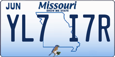 MO license plate YL7I7R