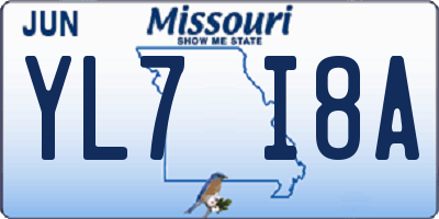 MO license plate YL7I8A