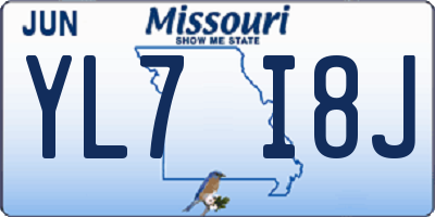MO license plate YL7I8J