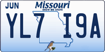 MO license plate YL7I9A