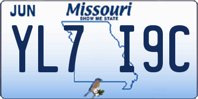 MO license plate YL7I9C
