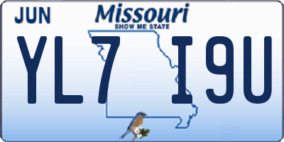 MO license plate YL7I9U