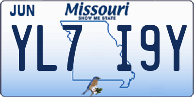 MO license plate YL7I9Y